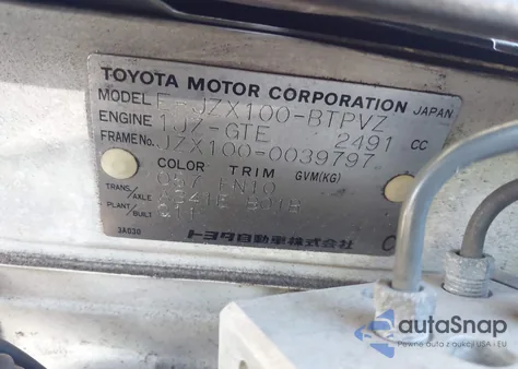 1997 Toyota Chaser from USA, damaged, VIN JZX1000039797